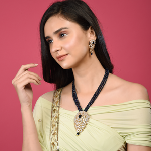 Golden Diamond Pendent Set in Blue