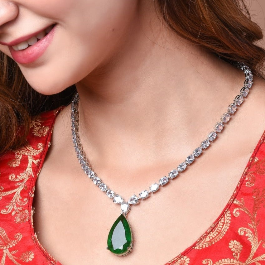 Emerald Necklace in Gold Plating