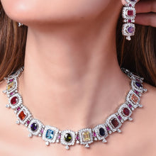 Load image into Gallery viewer, Diamond Necklace in Colorful Stones

