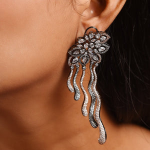 Rose Black Diamond Danglers Earrings 