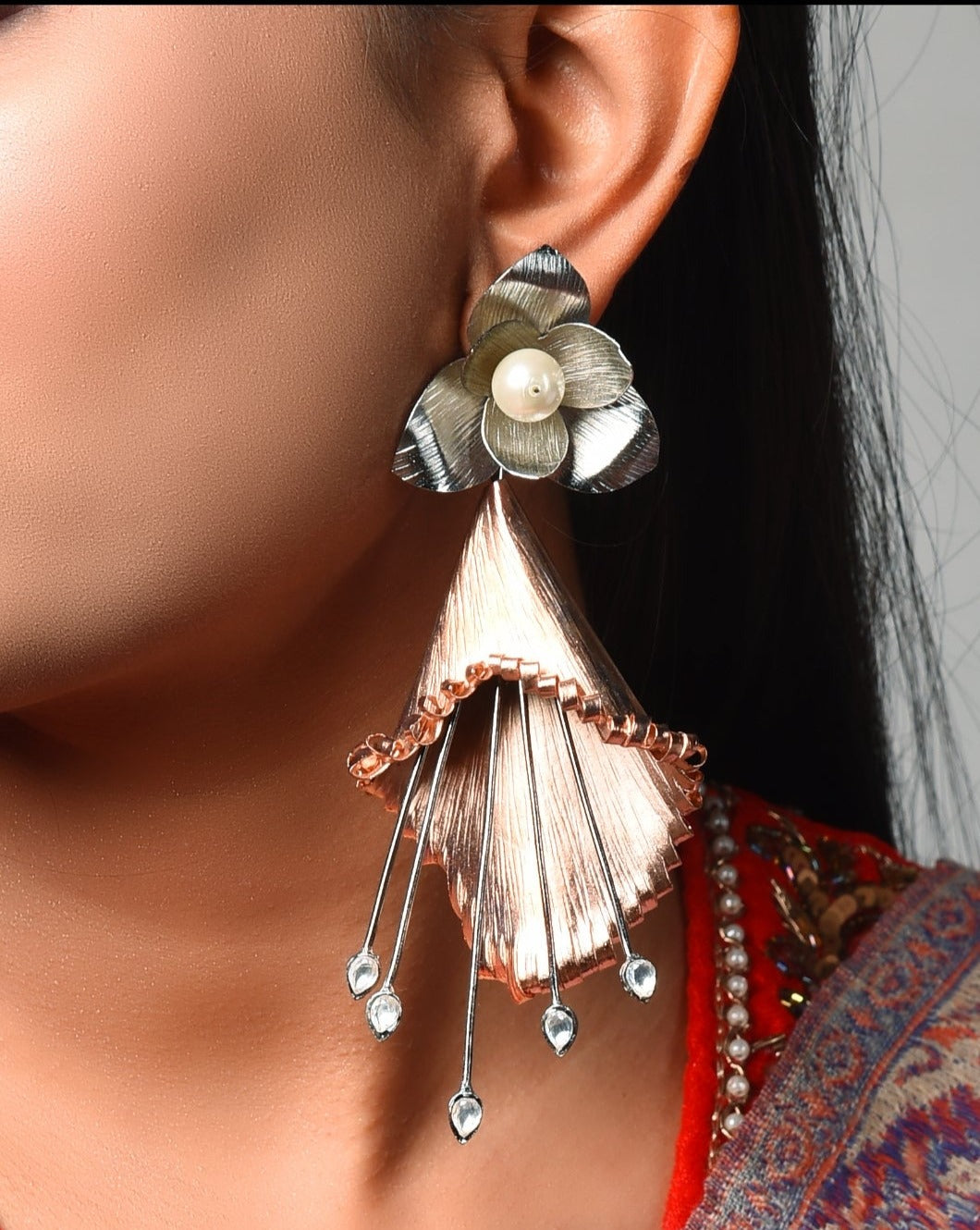 Two Tone Drop Earrings - Exotic Earring – Meraki Lifestyle Store