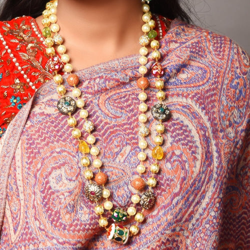 Pearl Mala with semi precious stones for online purchase