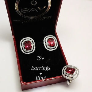 Earrings Ring Combo in Ruby